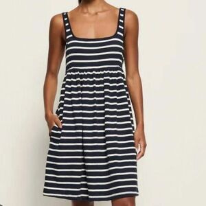 Nation Ltd. Kitty Baby Doll Dress Navy Playa Stripe NWOT